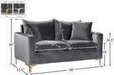 Naomi Velvet / Engineered Wood / Metal / Foam Contemporary Grey Velvet Loveseat - 58" W x 33.5" D x 33" H