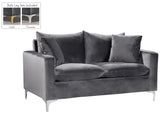 Naomi Velvet / Engineered Wood / Metal / Foam Contemporary Grey Velvet Loveseat - 58" W x 33.5" D x 33" H