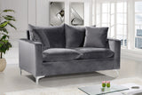 Naomi Velvet / Engineered Wood / Metal / Foam Contemporary Grey Velvet Loveseat - 58" W x 33.5" D x 33" H