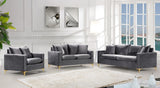 Naomi Velvet / Engineered Wood / Metal / Foam Contemporary Grey Velvet Loveseat - 58" W x 33.5" D x 33" H