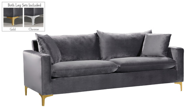 Naomi Velvet / Engineered Wood / Metal / Foam Contemporary Grey Velvet Sofa - 81.5" W x 33.5" D x 33" H
