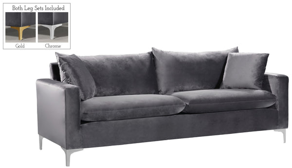 Naomi Velvet / Engineered Wood / Metal / Foam Contemporary Grey Velvet Sofa - 81.5" W x 33.5" D x 33" H
