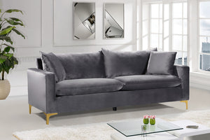 Naomi Velvet / Engineered Wood / Metal / Foam Contemporary Grey Velvet Sofa - 81.5" W x 33.5" D x 33" H