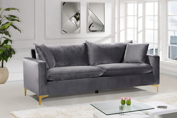 Naomi Velvet / Engineered Wood / Metal / Foam Contemporary Grey Velvet Sofa - 81.5" W x 33.5" D x 33" H