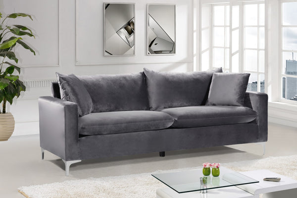 Naomi Velvet / Engineered Wood / Metal / Foam Contemporary Grey Velvet Sofa - 81.5" W x 33.5" D x 33" H