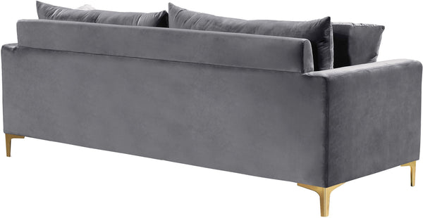 Naomi Velvet / Engineered Wood / Metal / Foam Contemporary Grey Velvet Sofa - 81.5" W x 33.5" D x 33" H
