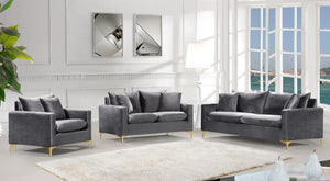 Naomi Velvet / Engineered Wood / Metal / Foam Contemporary Grey Velvet Sofa - 81.5" W x 33.5" D x 33" H