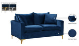 Naomi Velvet / Engineered Wood / Metal / Foam Contemporary Navy Velvet Loveseat - 58" W x 33.5" D x 33" H