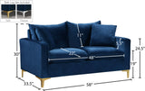 Naomi Velvet / Engineered Wood / Metal / Foam Contemporary Navy Velvet Loveseat - 58" W x 33.5" D x 33" H