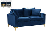 Naomi Velvet / Engineered Wood / Metal / Foam Contemporary Navy Velvet Loveseat - 58" W x 33.5" D x 33" H