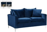 Naomi Velvet / Engineered Wood / Metal / Foam Contemporary Navy Velvet Loveseat - 58" W x 33.5" D x 33" H