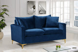 Naomi Velvet / Engineered Wood / Metal / Foam Contemporary Navy Velvet Loveseat - 58" W x 33.5" D x 33" H