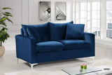 Naomi Velvet / Engineered Wood / Metal / Foam Contemporary Navy Velvet Loveseat - 58" W x 33.5" D x 33" H