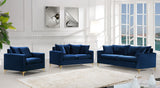 Naomi Velvet / Engineered Wood / Metal / Foam Contemporary Navy Velvet Loveseat - 58" W x 33.5" D x 33" H