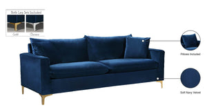 Naomi Velvet / Engineered Wood / Metal / Foam Contemporary Navy Velvet Sofa - 81.5" W x 33.5" D x 33" H