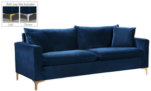 Naomi Velvet / Engineered Wood / Metal / Foam Contemporary Navy Velvet Sofa - 81.5" W x 33.5" D x 33" H