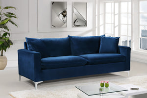 Naomi Velvet / Engineered Wood / Metal / Foam Contemporary Navy Velvet Sofa - 81.5" W x 33.5" D x 33" H