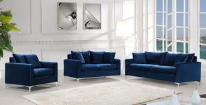 Naomi Velvet / Engineered Wood / Metal / Foam Contemporary Navy Velvet Sofa - 81.5" W x 33.5" D x 33" H