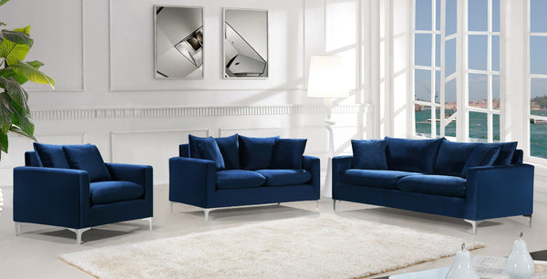 Naomi Velvet / Engineered Wood / Metal / Foam Contemporary Navy Velvet Sofa - 81.5" W x 33.5" D x 33" H