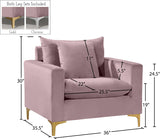 Naomi Velvet / Engineered Wood / Metal / Foam Contemporary Pink Velvet Chair - 36" W x 33.5" D x 33" H