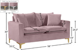 Naomi Velvet / Engineered Wood / Metal / Foam Contemporary Pink Velvet Loveseat - 58" W x 33.5" D x 33" H