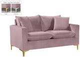 Naomi Velvet / Engineered Wood / Metal / Foam Contemporary Pink Velvet Loveseat - 58" W x 33.5" D x 33" H