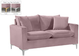 Naomi Velvet / Engineered Wood / Metal / Foam Contemporary Pink Velvet Loveseat - 58" W x 33.5" D x 33" H