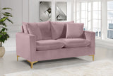 Naomi Velvet / Engineered Wood / Metal / Foam Contemporary Pink Velvet Loveseat - 58" W x 33.5" D x 33" H