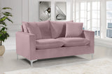 Naomi Velvet / Engineered Wood / Metal / Foam Contemporary Pink Velvet Loveseat - 58" W x 33.5" D x 33" H