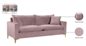 Naomi Velvet / Engineered Wood / Metal / Foam Contemporary Pink Velvet Sofa - 81.5" W x 33.5" D x 33" H