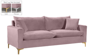 Naomi Velvet / Engineered Wood / Metal / Foam Contemporary Pink Velvet Sofa - 81.5" W x 33.5" D x 33" H
