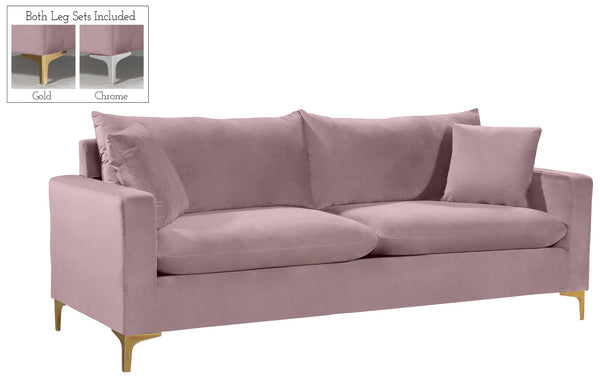 Naomi Velvet / Engineered Wood / Metal / Foam Contemporary Pink Velvet Sofa - 81.5" W x 33.5" D x 33" H