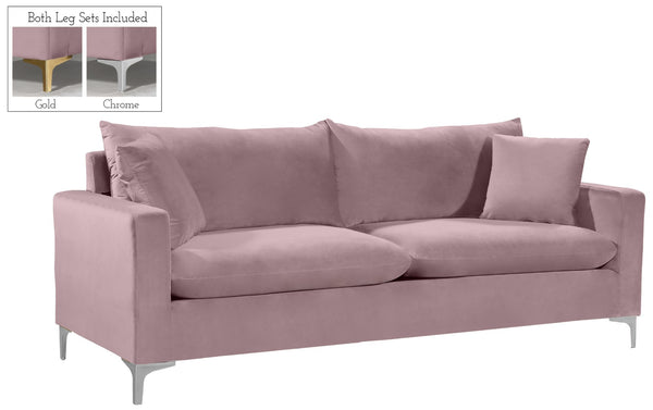 Naomi Velvet / Engineered Wood / Metal / Foam Contemporary Pink Velvet Sofa - 81.5" W x 33.5" D x 33" H