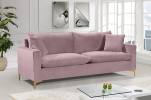 Naomi Velvet / Engineered Wood / Metal / Foam Contemporary Pink Velvet Sofa - 81.5" W x 33.5" D x 33" H
