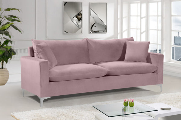 Naomi Velvet / Engineered Wood / Metal / Foam Contemporary Pink Velvet Sofa - 81.5" W x 33.5" D x 33" H