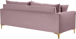 Naomi Velvet / Engineered Wood / Metal / Foam Contemporary Pink Velvet Sofa - 81.5" W x 33.5" D x 33" H