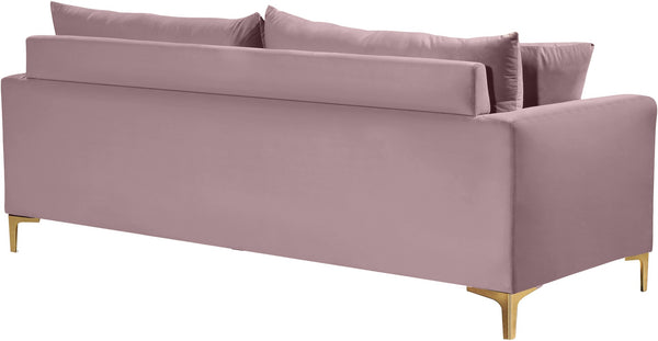 Naomi Velvet / Engineered Wood / Metal / Foam Contemporary Pink Velvet Sofa - 81.5" W x 33.5" D x 33" H