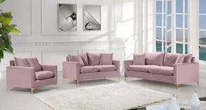 Naomi Velvet / Engineered Wood / Metal / Foam Contemporary Pink Velvet Sofa - 81.5" W x 33.5" D x 33" H