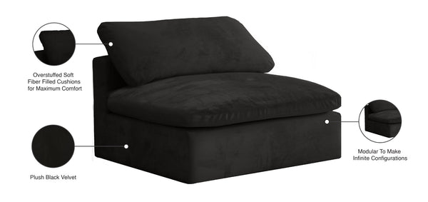 Cozy Velvet / Fiber / Engineered Wood Contemporary Black Velvet Chair - 39" W x 40" D x 32" H