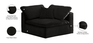 Cozy Velvet / Fiber / Engineered Wood Contemporary Black Velvet Chair - 40" W x 40" D x 32" H