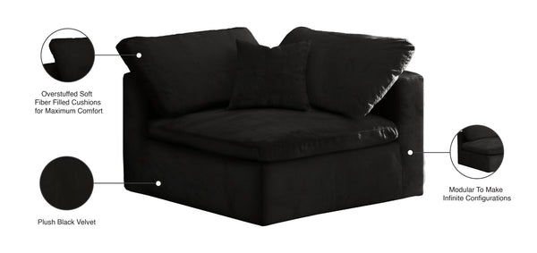 Cozy Velvet / Fiber / Engineered Wood Contemporary Black Velvet Chair - 40" W x 40" D x 32" H