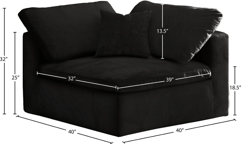 Cozy Velvet / Fiber / Engineered Wood Contemporary Black Velvet Chair - 40" W x 40" D x 32" H