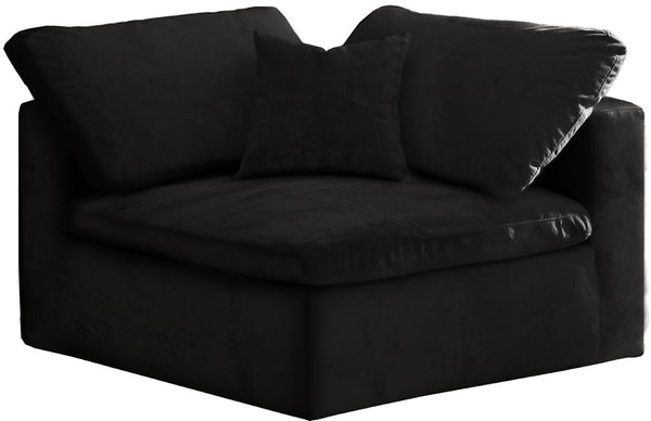 Cozy Velvet / Fiber / Engineered Wood Contemporary Black Velvet Chair - 40" W x 40" D x 32" H