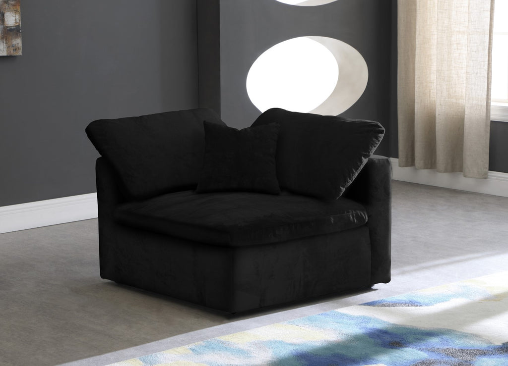 Cozy Velvet / Fiber / Engineered Wood Contemporary Black Velvet Chair - 40" W x 40" D x 32" H