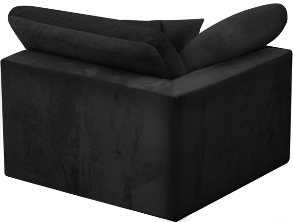 Cozy Velvet / Fiber / Engineered Wood Contemporary Black Velvet Chair - 40" W x 40" D x 32" H
