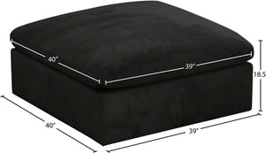 Cozy Velvet / Fiber / Engineered Wood Contemporary Black Velvet Ottoman - 39" W x 40" D x 18.5" H