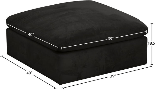 Cozy Velvet / Fiber / Engineered Wood Contemporary Black Velvet Ottoman - 39" W x 40" D x 18.5" H