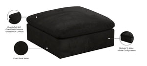 Cozy Velvet / Fiber / Engineered Wood Contemporary Black Velvet Ottoman - 39" W x 40" D x 18.5" H