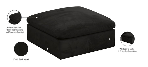 Cozy Velvet / Fiber / Engineered Wood Contemporary Black Velvet Ottoman - 39" W x 40" D x 18.5" H