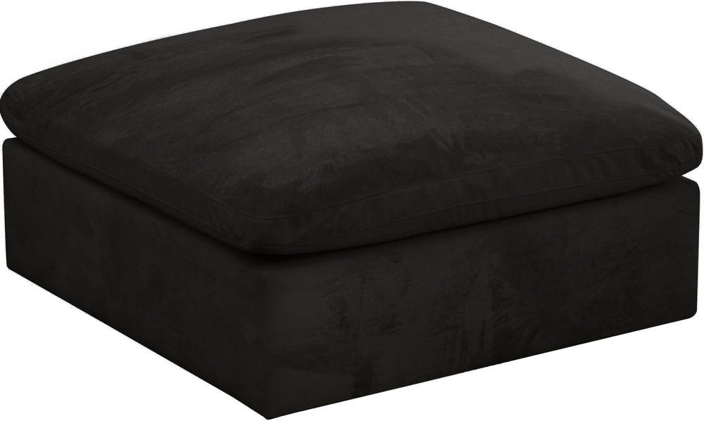 Cozy Velvet / Fiber / Engineered Wood Contemporary Black Velvet Ottoman - 39" W x 40" D x 18.5" H
